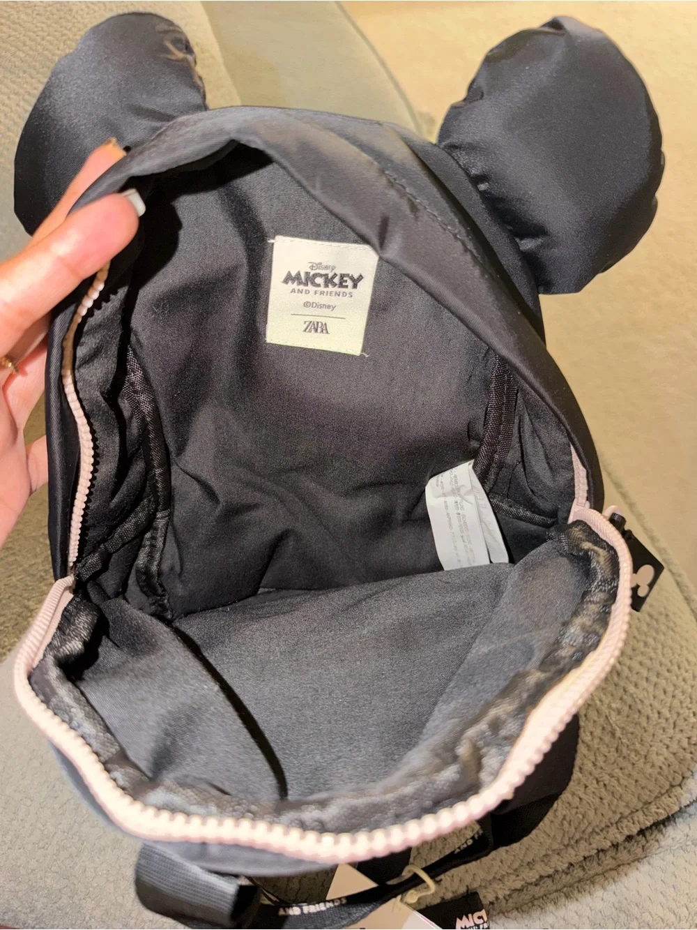 Black ZARA Kids Backpack with Mickey Charm